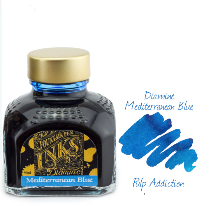 Diamine Fountain Pen Ink - Mediterranean Blue 80ml Bottle