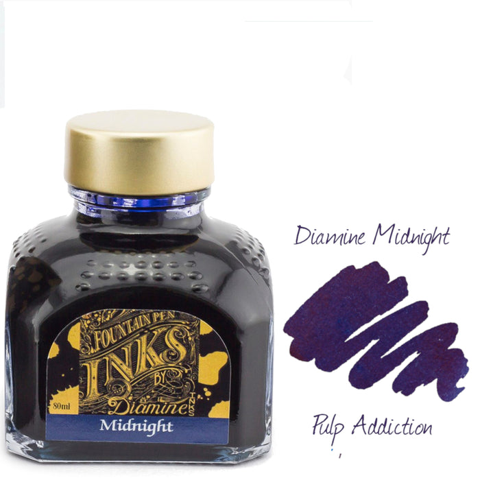 Diamine Fountain Pen Ink - Midnight 80ml Bottle