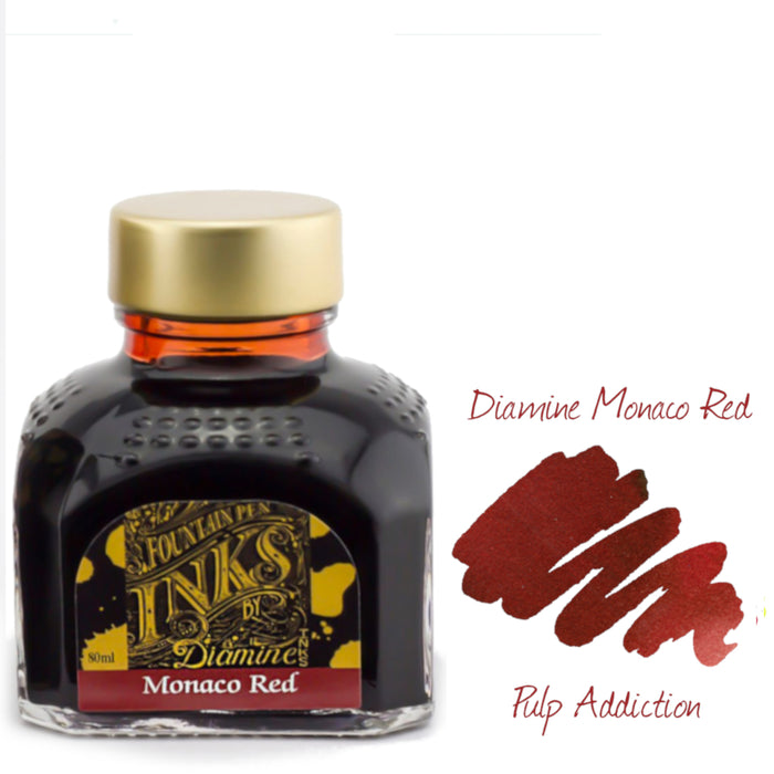 Diamine Fountain Pen Ink - Monaco Red 80ml Bottle