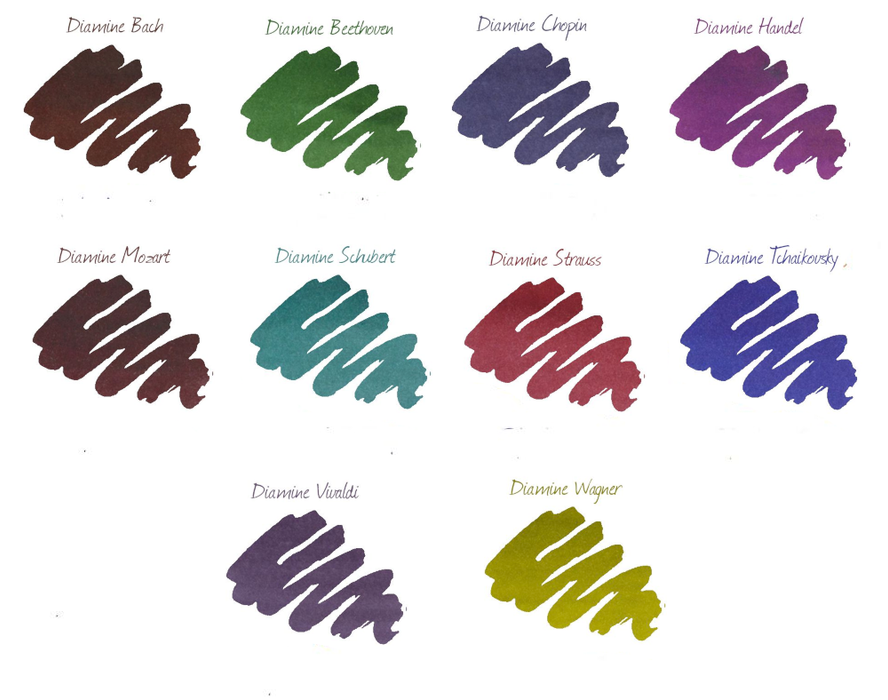 Diamine "The Music" Ink Sample Package (10)