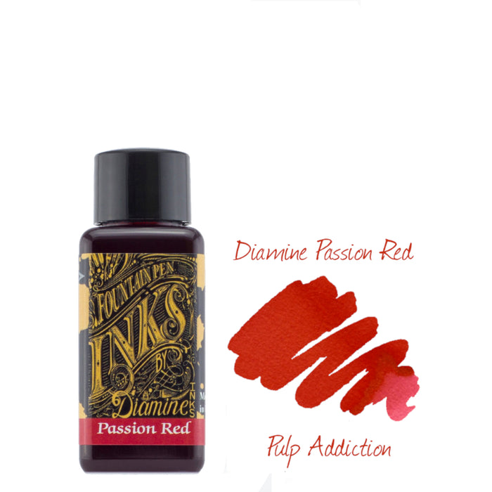 Diamine Fountain Pen Ink - Passion Red 30ml Bottle