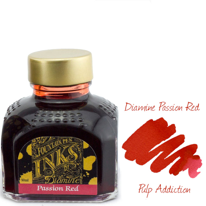 Diamine Fountain Pen Ink - Passion Red 80ml Bottle