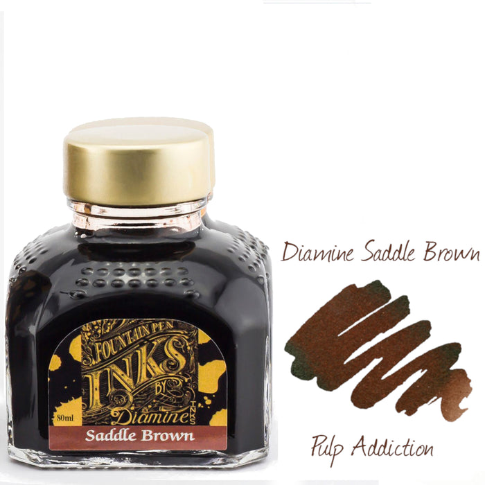 Diamine Fountain Pen Ink - Saddle Brown 80ml Bottle