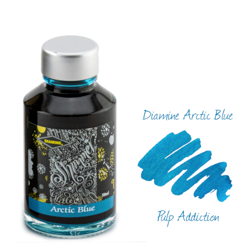 Diamine Shimmer Fountain Pen Ink - Arctic Blue 50ml Bottle