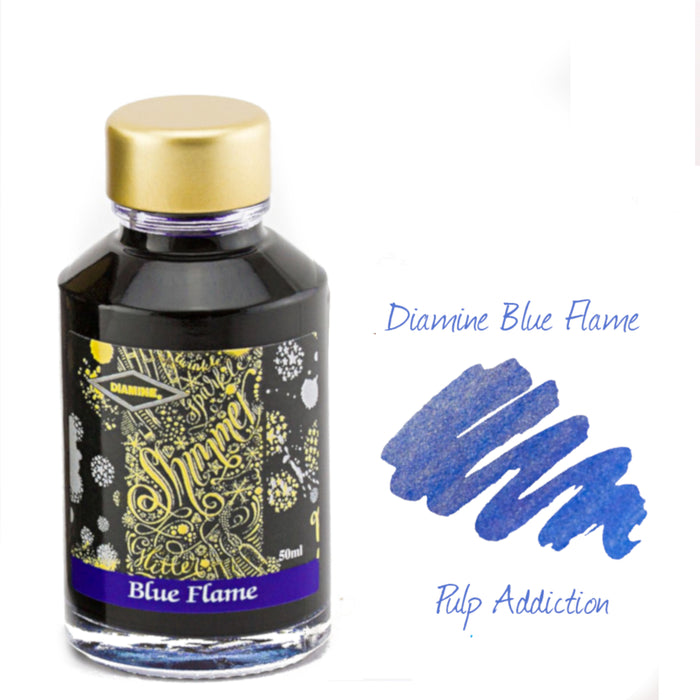 Diamine Shimmer Fountain Pen Ink - Blue Flame 50ml Bottle