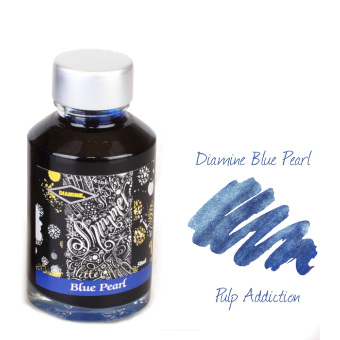 Diamine Shimmer Fountain Pen Ink - Blue Pearl 50ml Bottle
