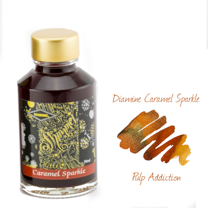 Diamine Shimmer Fountain Pen Ink - Caramel Sparkle 50ml Bottle