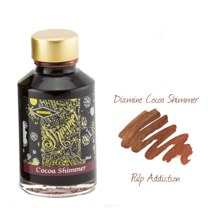 Diamine Shimmer Fountain Pen Ink - Cocoa Shimmer 50ml Bottle