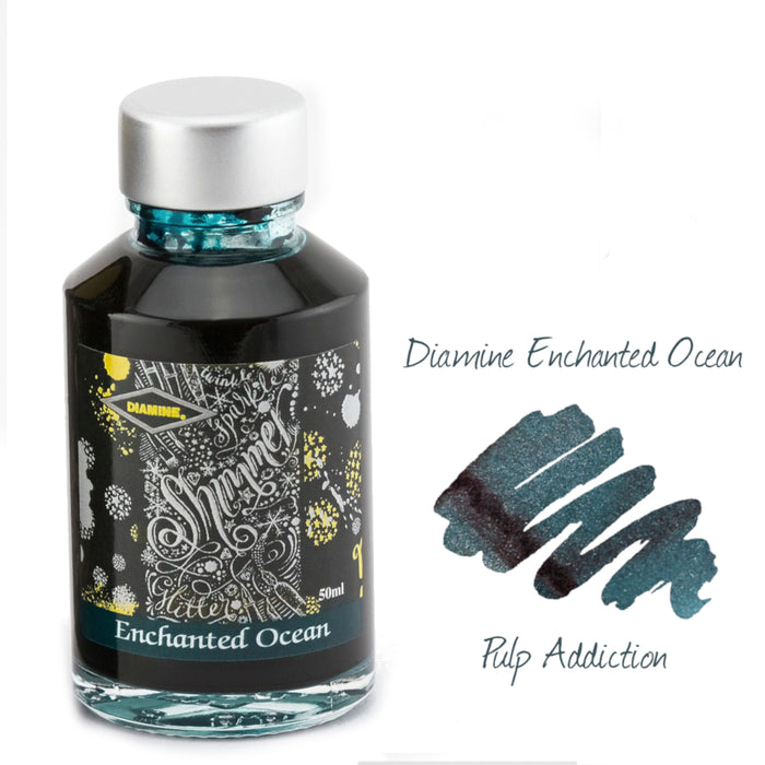 Diamine Shimmer Fountain Pen Ink - Enchanted Ocean 50ml Bottle