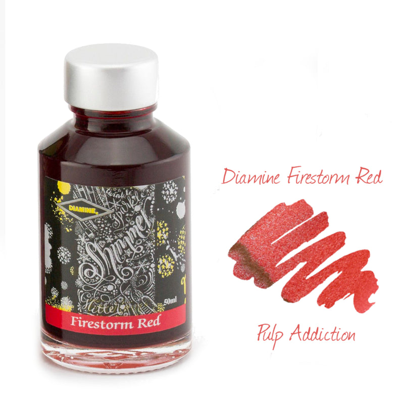 Diamine Shimmer Fountain Pen Ink - Firestorm Red 50ml Bottle