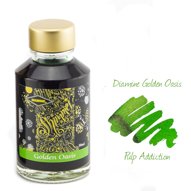 Diamine Shimmer Fountain Pen Ink - Golden Oasis 50ml Bottle