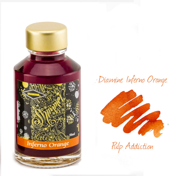 Diamine Shimmer Fountain Pen Ink - Inferno Orange 50ml Bottle