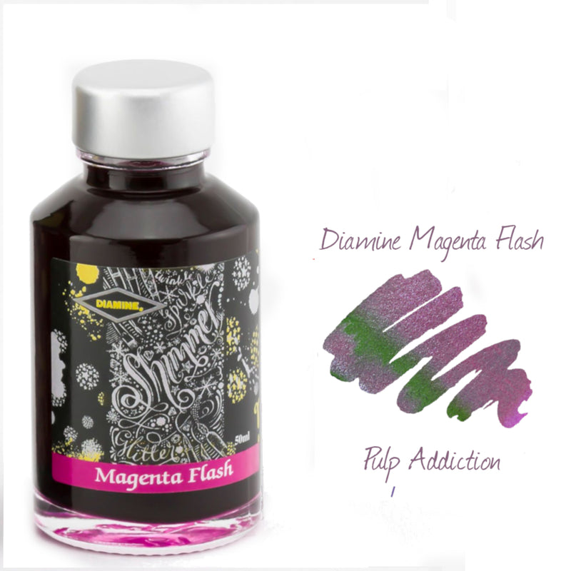 Diamine Shimmer Fountain Pen Ink - Magenta Flash 50ml Bottle