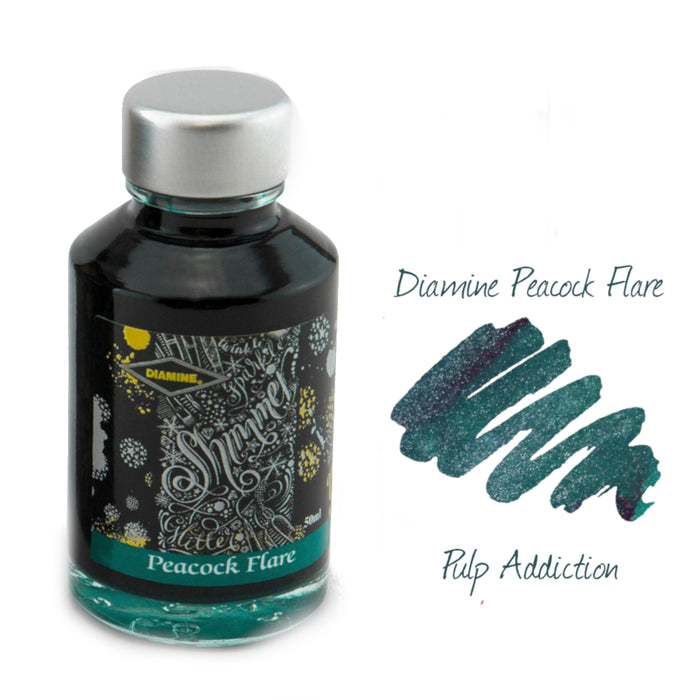 Diamine Shimmer Fountain Pen Ink - Peacock Flare 50ml Bottle