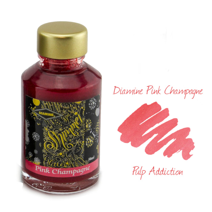 Diamine Shimmer Fountain Pen Ink - Pink Champagne 50ml Bottle