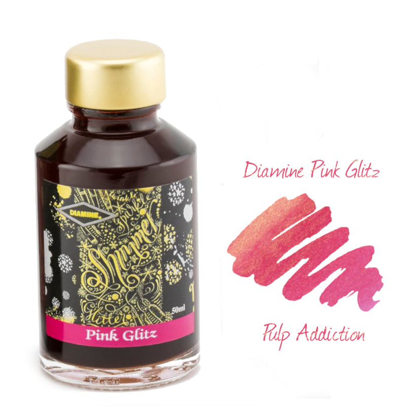 Diamine Shimmer Fountain Pen Ink - Pink Glitz 50ml Bottle