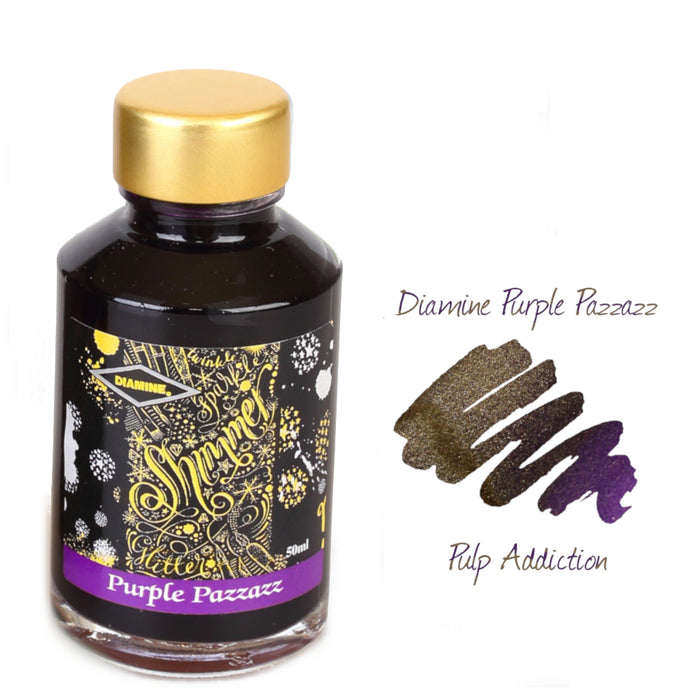 Diamine Shimmer Fountain Pen Ink - Purple Pazzazz 50ml Bottle