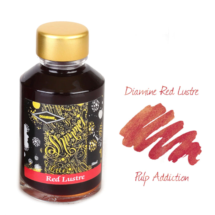 Diamine Shimmer Fountain Pen Ink - Red Lustre 50ml Bottle