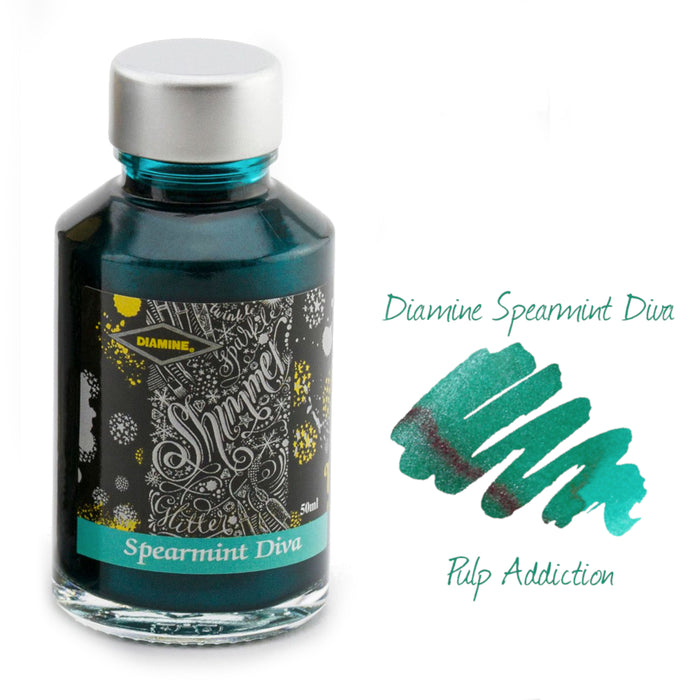 Diamine Shimmer Fountain Pen Ink - Spearmint Diva 50ml Bottle