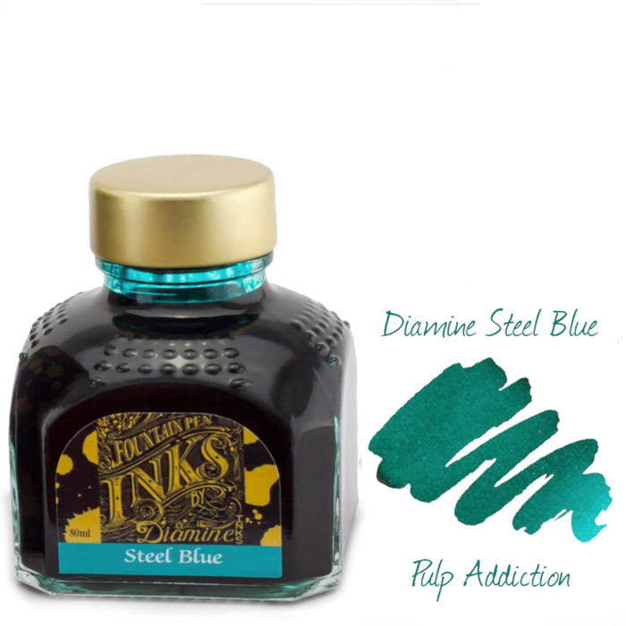 Diamine Fountain Pen Ink - Steel Blue 80ml Bottle