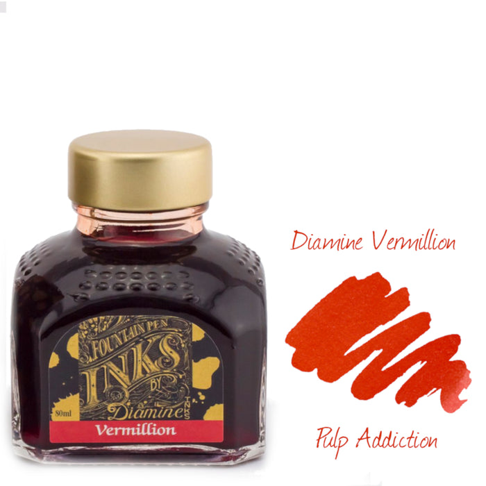 Diamine Fountain Pen Ink - Vermillion 80ml Bottle