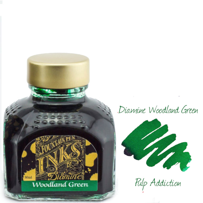 Diamine Fountain Pen Ink - Woodland Green 80ml Bottle