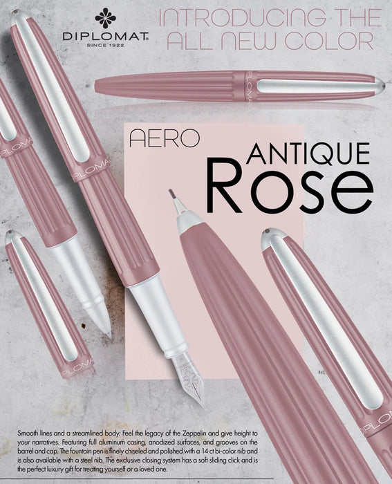 Diplomat Fountain Pen - Aero Antique Rose Fine
