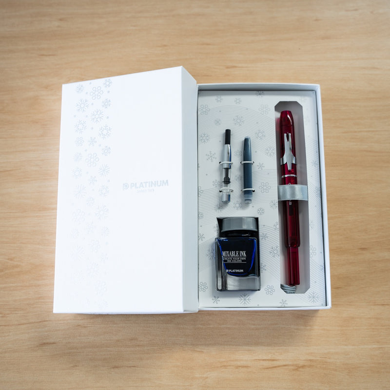 Platinum Curidas Fountain Pen Gift Set - Gran Red - Fine