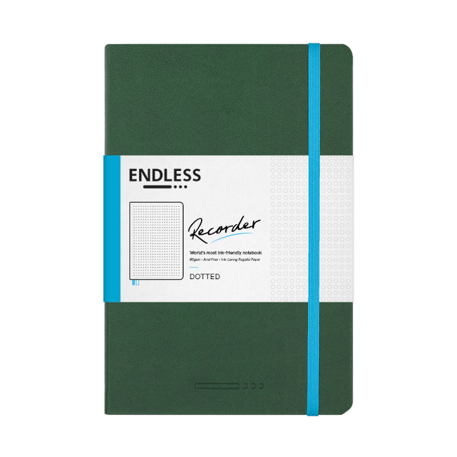 Endless A5 Recorder Notebook - Green Forest Canopy, Dotted - 80gsm Regalia Paper