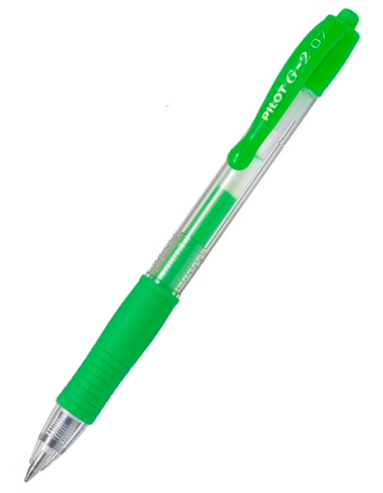 Pilot G-2 Gel Rollerball Pen - Fine 0.7mm, Neon Green