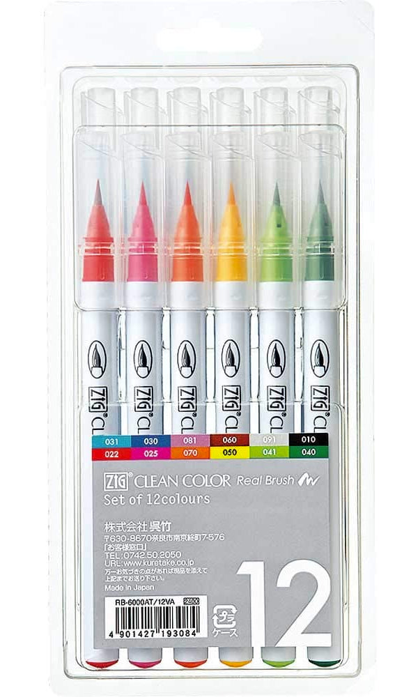 Kuretake Zig Clean Color Real Brush - Set of 12 — Pulp Addiction