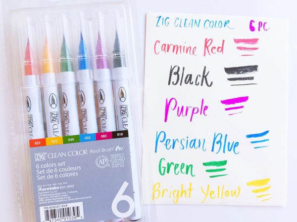 Kuretake Zig Clean Color Real Brush - Set of 6