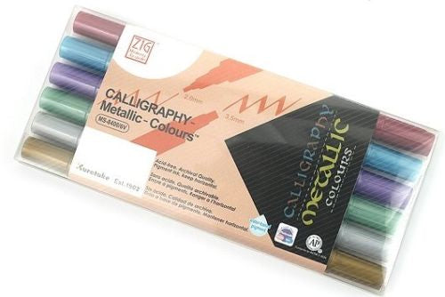 Kuretake Calligraphy Metallic Colours Marker Pen Set 6pc
