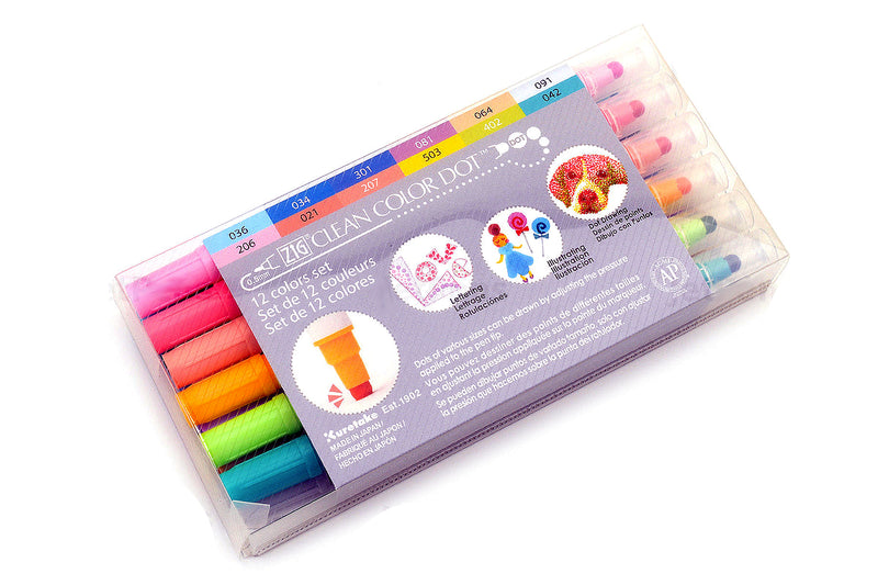 Kuretake Zig Clean Color Dot Double-Sided Marker - 12pc Set