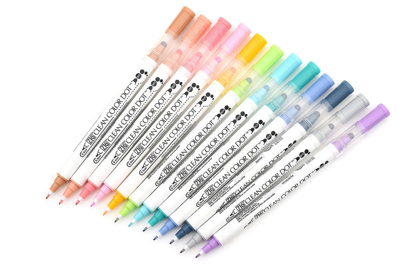Kuretake Zig Clean Color Dot Double-Sided Marker - 12pc Set