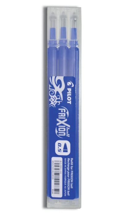 Pilot FriXion Ball 0.5mm Pen Refill - Blue Pack of 3