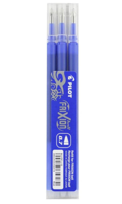 Pilot FriXion Ball 0.7mm Pen Refill - Blue Pack of 3