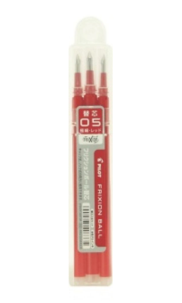 Pilot FriXion Ball 0.5mm Pen Refill - Red Pack of 3
