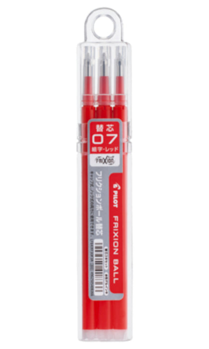 Pilot FriXion Ball 0.7mm Pen Refill - Red Pack of 3