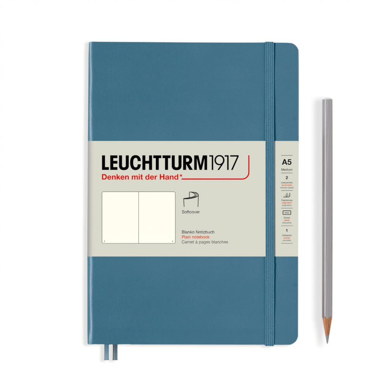 Leuchtturm1917 Notebook Softcover (A5), Plain - Stone Blue