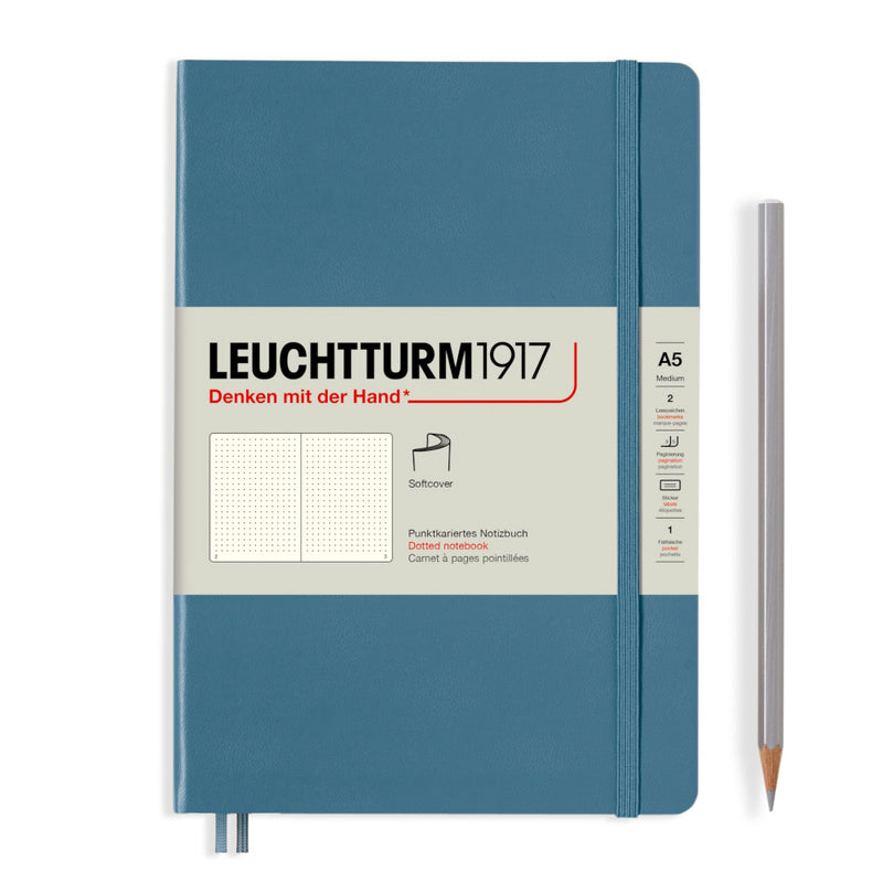 Leuchtturm1917 Notebook Softcover (A5), Dotted - Stone Blue