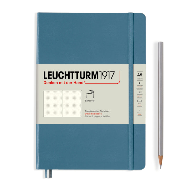 Leuchtturm1917 Softcover (A5) Notebook - Stone Blue Dotted