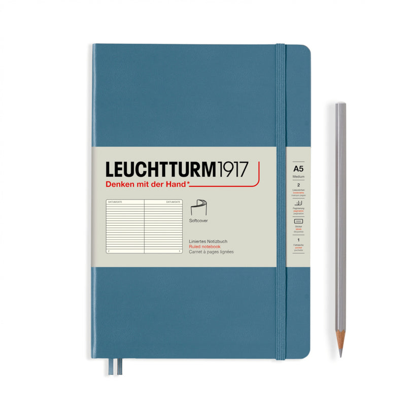 Leuchtturm1917 Notebook Softcover (A5), Ruled - Stone Blue
