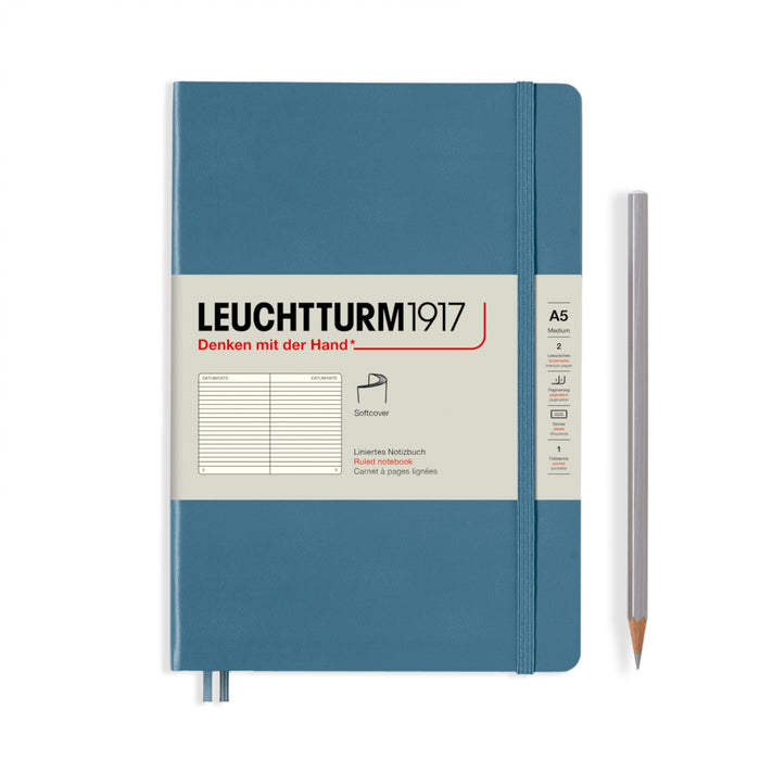 Leuchtturm1917 Softcover (A5) Notebook - Stone Blue Lined