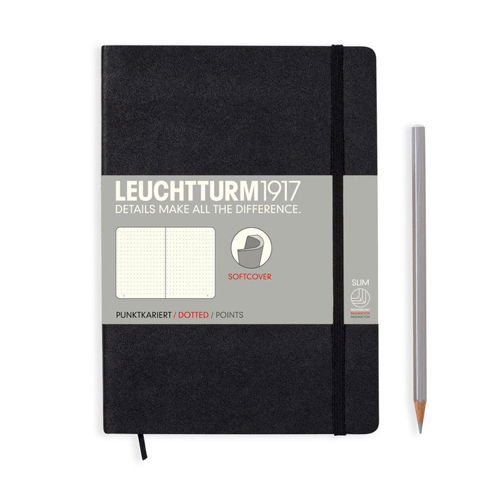 Leuchtturm1917 Softcover (A5) Notebook - Black Dotted