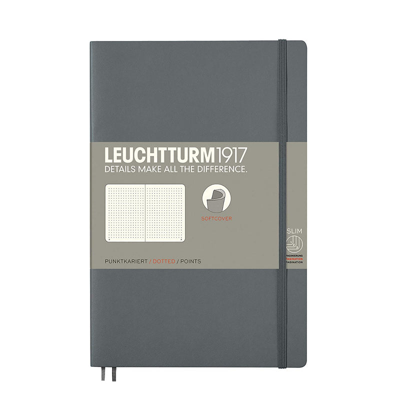Leuchtturm1917 Notebook Paperback Softcover (B6+), Dotted - Anthracite