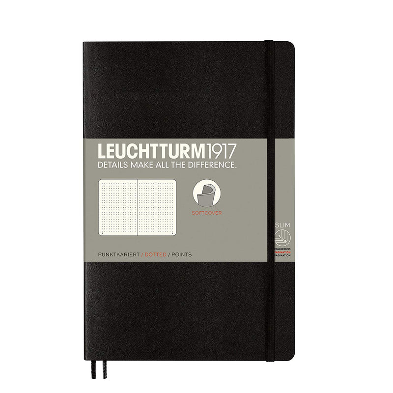Leuchtturm1917 Notebook Paperback Softcover (B6+), Dotted - Black