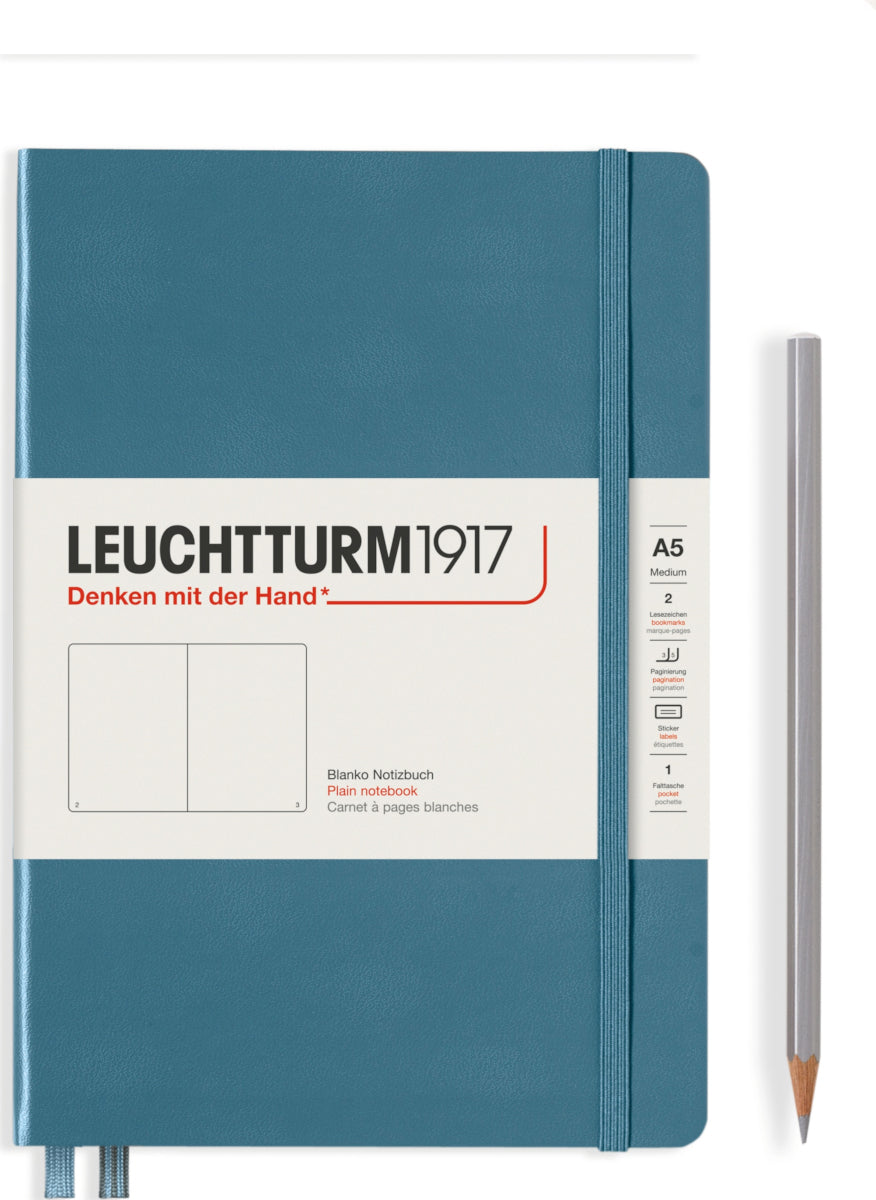 Leuchtturm1917 Notebook Medium (A5), Blank - Stone Blue — Pulp Addiction