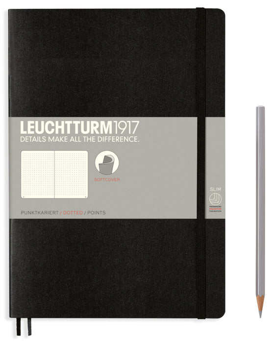 Leuchtturm1917 Softcover Paperback (B5) Notebook - Black Dotted