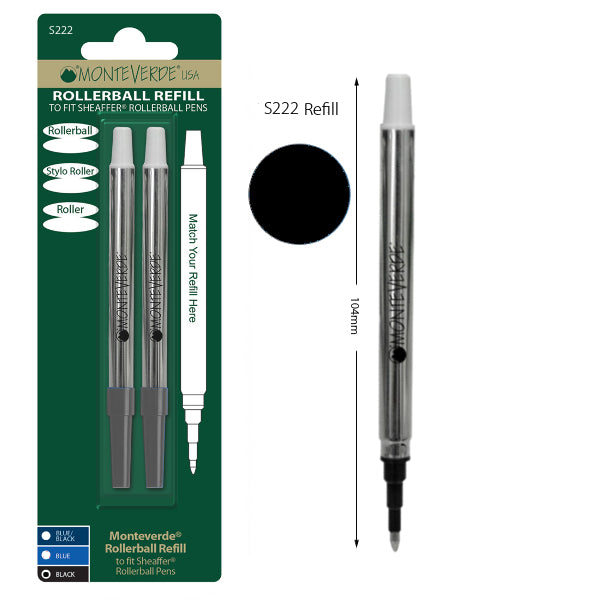 Monteverde S222 Sheaffer Black Fine Rollerball Refill, Pk2 — Pulp Addiction